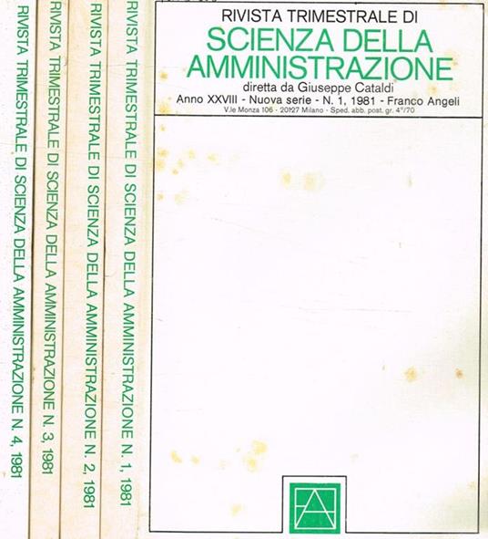 Rivista trimestrale di scienza della amministrazione. Anno XXVIII, nuova serie, 1981 - copertina