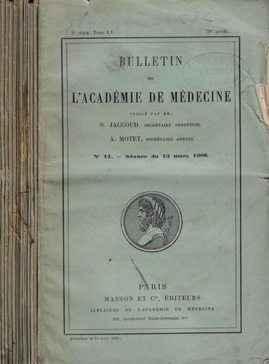 Bulletin de L'Academie de Médecine Anno 1906 (incompleto) - copertina