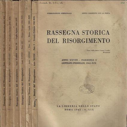 Rassegna Storica del Risorgimento Anno 1941 - copertina