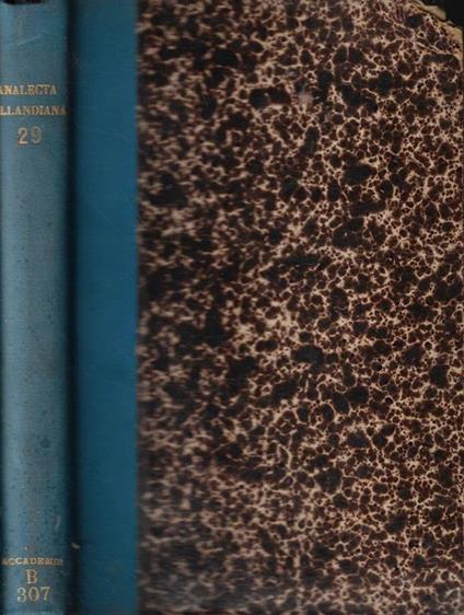 Analecta Bollandiana Tomus XXIX Fasc I-II-III-IV - copertina