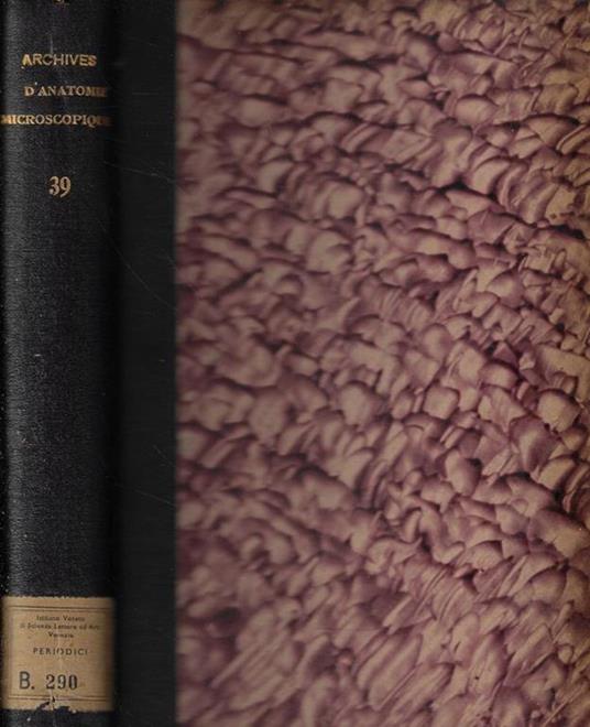 Archives d'Anatomie Microscopique et de Morphologie Experimentale Anno 1950 - copertina