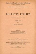 Bullettin italien paraissant tous les trois mois. Tome VIII, n.1, janvier-mars 1908
