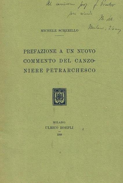 Prefazione a un nuovo commento del canzoniere petrarchesco - Michele Scherillo - copertina