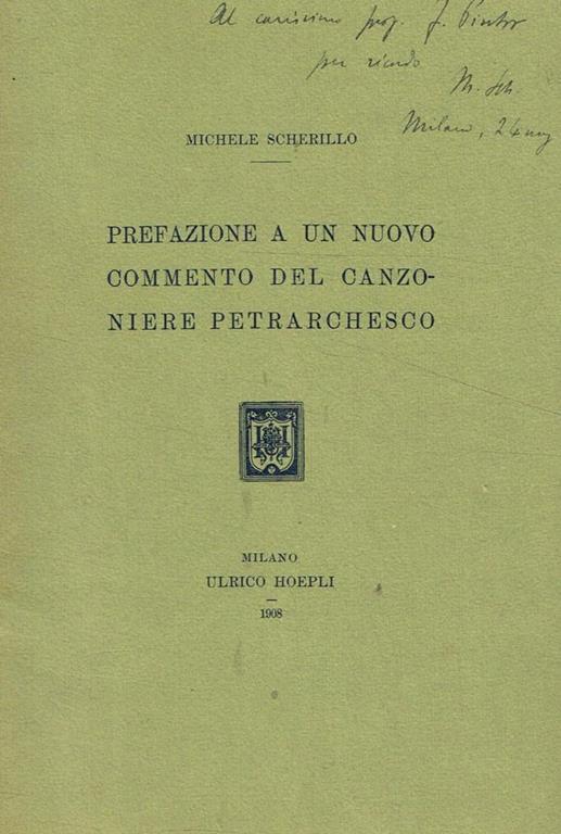 Prefazione a un nuovo commento del canzoniere petrarchesco - Michele Scherillo - copertina