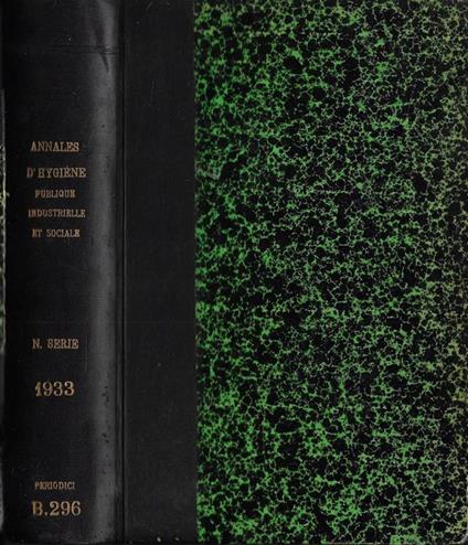 Annales d'hygiène publique, industrielle et sociale 1933 - copertina