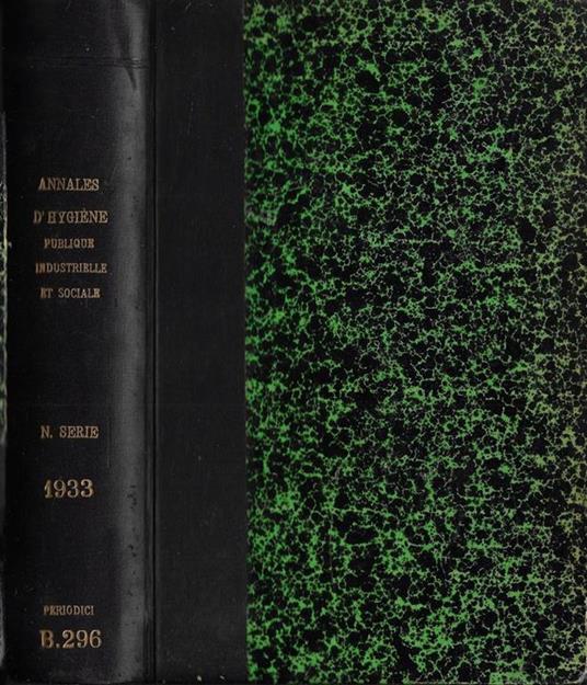 Annales d'hygiène publique, industrielle et sociale 1933 - copertina