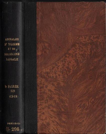 Annales d'hygiène publique et medecine lègale tome 29 1918 - copertina