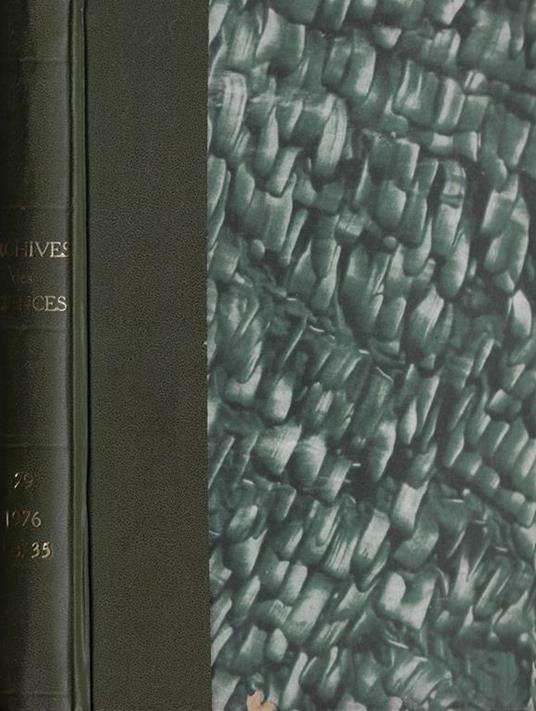 Archives des sciences Vol. 29 1976 - copertina