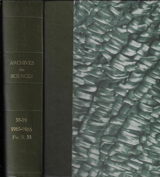 Archives des sciences Vol. 38 1985 - copertina