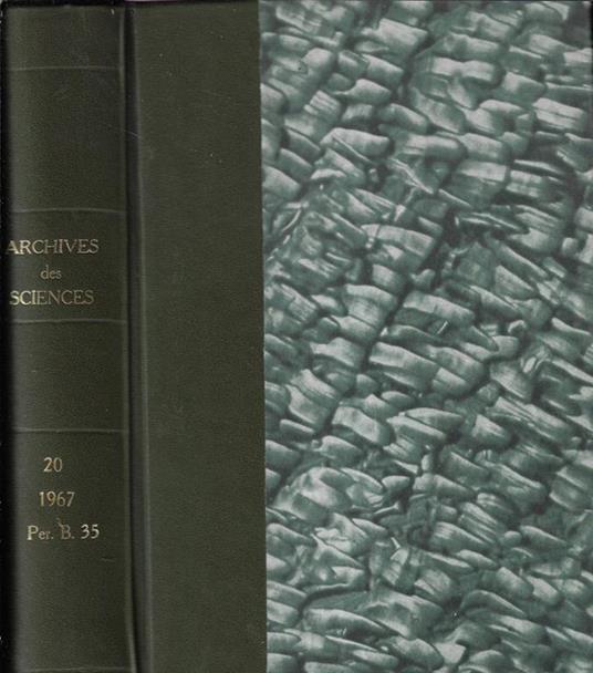 Archives des sciences Vol. 20 1967 - copertina