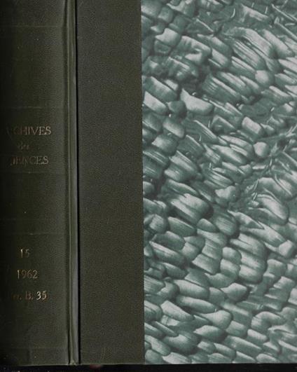 Archives des sciences Vol. 15 1962 - copertina