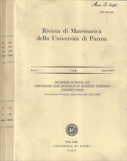 Rivista di matematica della Università di Parma serie 7 Vol. 6, 7 2007 - copertina