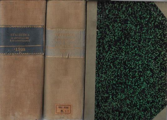 Statistica del commercio speciale di importazione e di esportazione parte I e II anno 1908 - copertina
