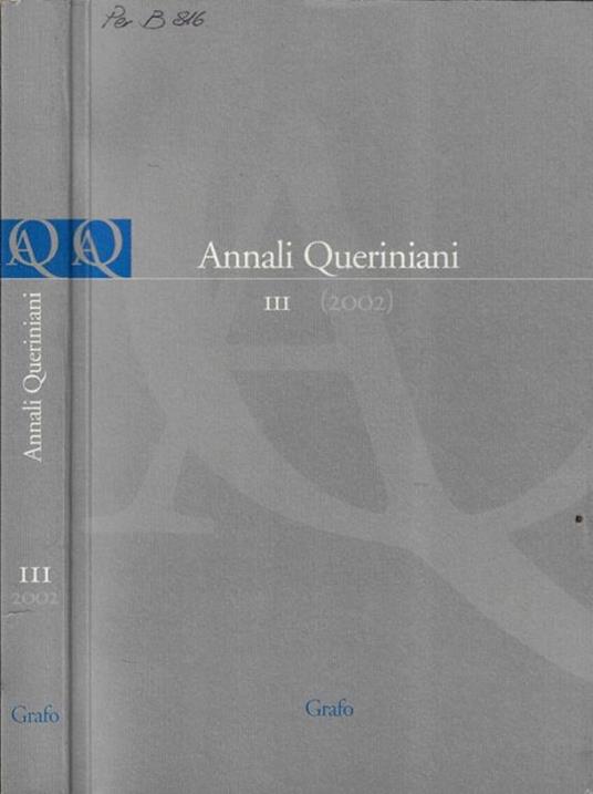 Annali queriniani III 2002 - copertina