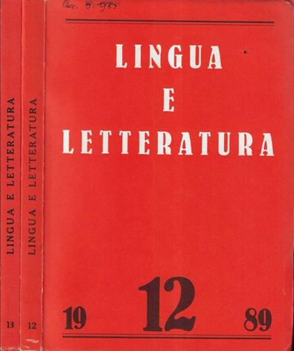 Lingua e letteratura N. 12, 13 1989 - copertina