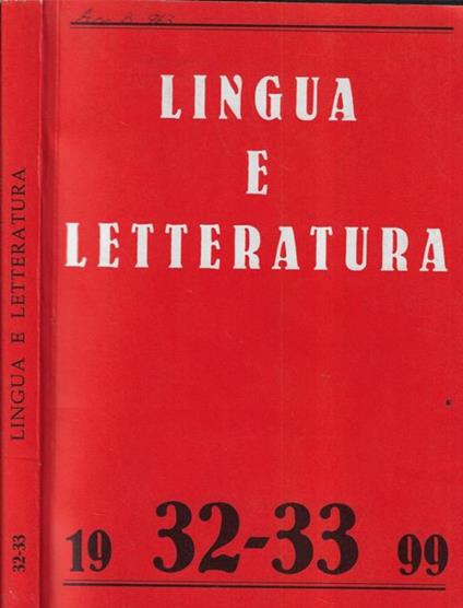 Lingua e letteratura N. 32,33 1999 - copertina