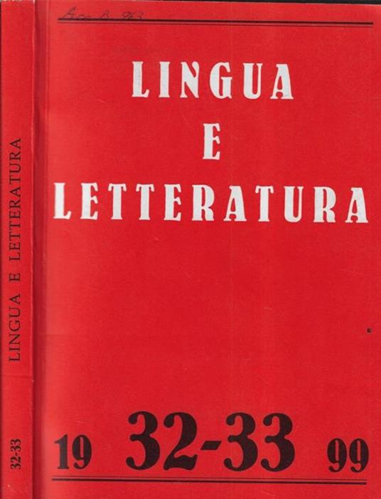Lingua e letteratura N. 32,33 1999 - copertina