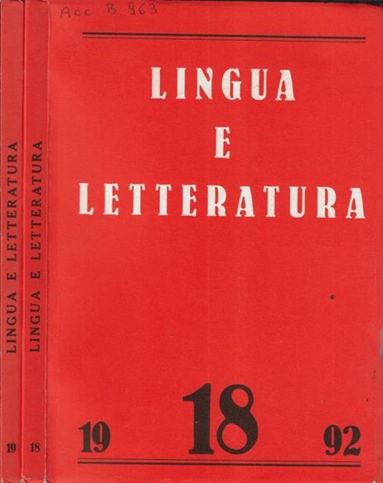 Lingua e letteratura N. 18, 19 1992 - copertina