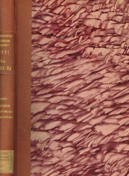 Atti della accademia delle scienze di Torino classe di scienze morali, storiche e filologiche. Vol.98 (1963-64) dispensa unica - copertina
