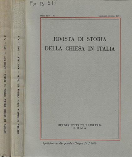 Rivista di Storia della Chiesa in Italia 1991 - copertina