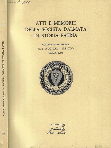 Atti e Memorie della Società Dalmata di Storia Patria n. 5 - copertina
