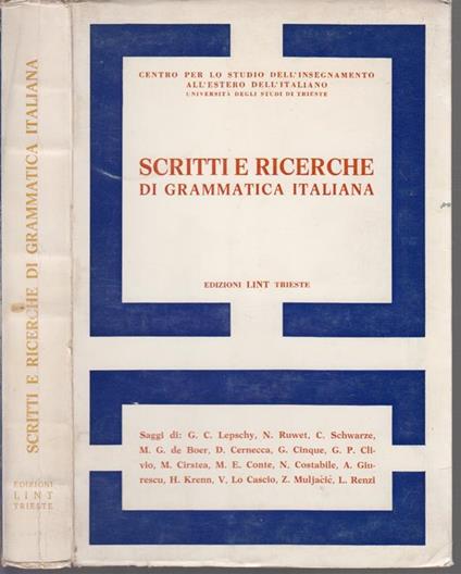 Scritti e ricerche di grammatica italiana - Antonio Lepschy - copertina