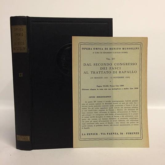 Opera omnia di Benito Mussolini XV. Dal Secondo Congresso dei Fasci al Trattato di Rapallo (26 maggio 1920 - 12 novembre 1920) - Benito Mussolini - copertina