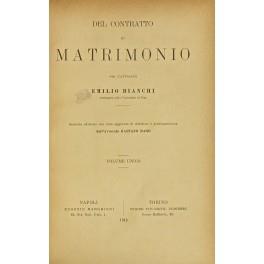 Del contratto di matrimonio - Emilio Bianchi - copertina