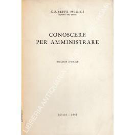 Conoscere per amministrare - Giuseppe Medici - copertina
