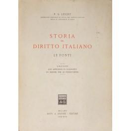 Storia del diritto italiano - Le fonti. Lezioni con appendice di documenti da servire per le esercitazioni - P. Silverio Leicht - copertina