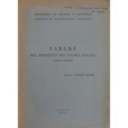 Parere sul progetto del Codice Penale (Libro Primo). Relatore Paolo Rossi - copertina