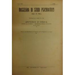 Rassegna di studi psichiatrici. Diretta da Antonio D'Ormea. Vol. XLI - 1952 - copertina