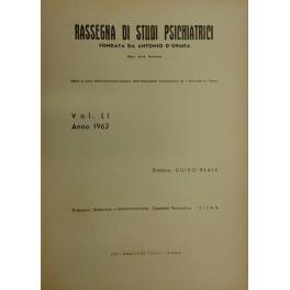 Rassegna di studi psichiatrici. Diretta da Antonio D'Ormea. Vol. LI - 1962 - copertina