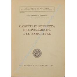 Cassette di sicurezza e responsabilità del banchiere - Paolo Papanti Pelletier - copertina