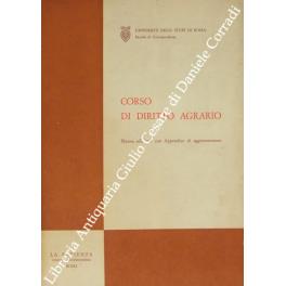 Corso di diritto agrario. Nuova edizione con Appendice di aggiornamento di: Gentile Giovanni - copertina