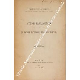Studii preliminari sullo svolgimento storico dei rapporti patrimoniali fra coniugi in Italia - Francesco Brandileone - copertina
