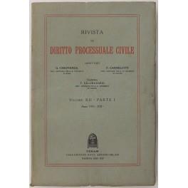 Rivista di Diritto Processuale Civile. Annata 1935. Diretta da: Francesco Carnelutti, Giuseppe Chiovenda, Piero Calamandrei, Enrico Tullio Liebman. Anno XII (Prima Serie) - copertina