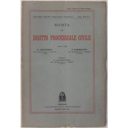 Rivista di Diritto Processuale Civile. Annata 1936. Diretta da: Francesco Carnelutti, Giuseppe Chiovenda, Piero Calamandrei, Enrico Tullio Liebman. Anno XIII (Prima Serie) - copertina