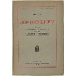 Rivista di Diritto Processuale Civile. Annata 1942. Diretta da: Francesco Carnelutti, Giuseppe Chiovenda, Piero Calamandrei, Enrico Tullio Liebman. Anno XIX (Prima Serie) di: Andrioli V. - copertina