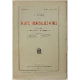 Rivista di Diritto Processuale Civile. Annata 1943. Diretta da: Francesco Carnelutti, Giuseppe Chiovenda, Piero Calamandrei, Enrico Tullio Liebman. Anno XX (Prima Serie) - copertina