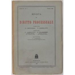 Rivista di Diritto Processuale. Annata 1948. Diretta da: Francesco Carnelutti, Giuseppe Chiovenda, Piero Calamandrei, Enrico Tullio Liebman. Anno III (Seconda Serie) di: Allorio E. - copertina