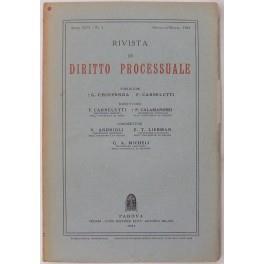 Rivista di Diritto Processuale. Annata 1961. Diretta da: Francesco Carnelutti, Giuseppe Chiovenda, Piero Calamandrei, Enrico Tullio Liebman. Anno XVI (Seconda Serie) di: Andrioli V. - copertina