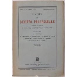 Rivista di Diritto Processuale. Annata 1971. Diretta da: Francesco Carnelutti, Giuseppe Chiovenda, Piero Calamandrei, Enrico Tullio Liebman. Anno XXVI (Seconda Serie) di: Cappelletti M. - copertina