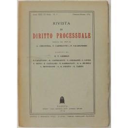Rivista di Diritto Processuale. Annata 1976. Diretta da: Francesco Carnelutti, Giuseppe Chiovenda, Piero Calamandrei, Enrico Tullio Liebman. Anno XXXI (Seconda Serie) di: Cavallone B. - copertina