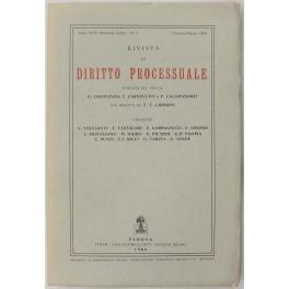 Rivista di Diritto Processuale. Annata 1989. Diretta da: Francesco Carnelutti, Giuseppe Chiovenda, Piero Calamandrei, Enrico Tullio Liebman. Anno XLIV (Seconda Serie) - copertina