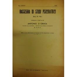 Rassegna di studi psichiatrici. Diretta da Antonio D'Ormea. Vol. XXXVI - 1947 - copertina