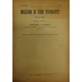 Rassegna di studi psichiatrici. Diretta da Antonio D'Ormea. Vol. XXXVIII - 1949 - copertina