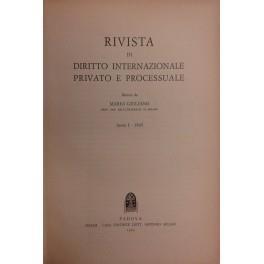 Rivista di diritto internazionale privato e processuale. Diretta da Mario Giuliano. Anno I - 1965 - Mario Giuliano - copertina