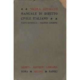 Manuale di diritto civile italiano. Parte generale (unico pubblicato) - Nicola Coviello - copertina
