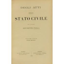 Degli atti dello stato civile - Giuseppe Pirola - copertina